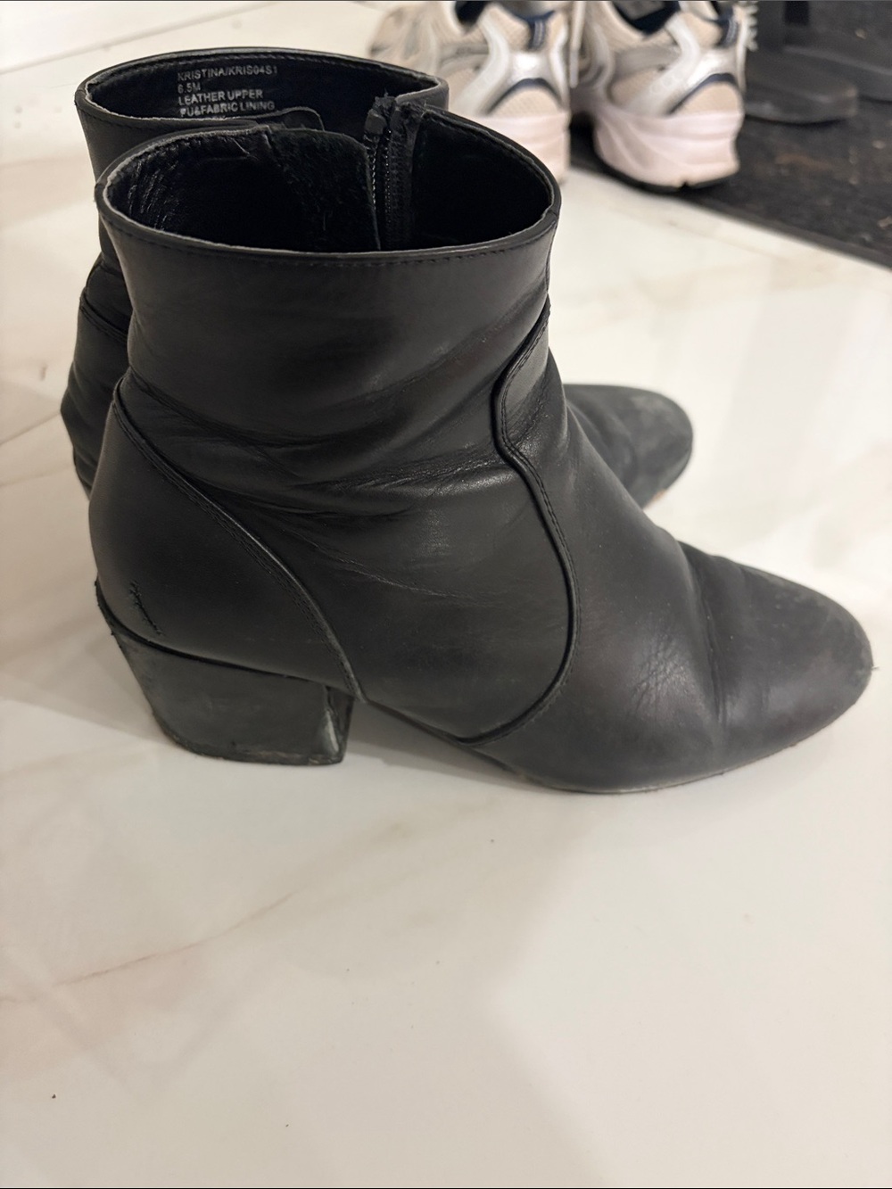 Steve Madden Black Leather Ankle Booties with Block Heel